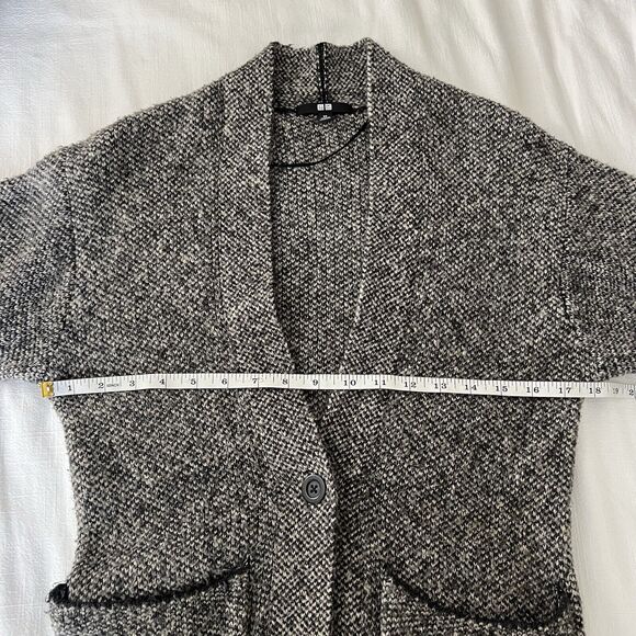 Uniqlo Womens Wool Blend Tweed Cardigan Longline Brown Gray Size XS - Picture 12 of 13
